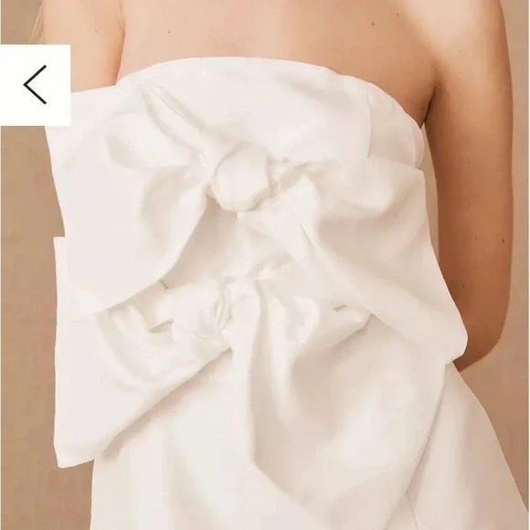 BHLDN Anthropologie BOSKEMPER Women's ARIEL Strapless Bow Dress White Size M - Picture 4 of 7
